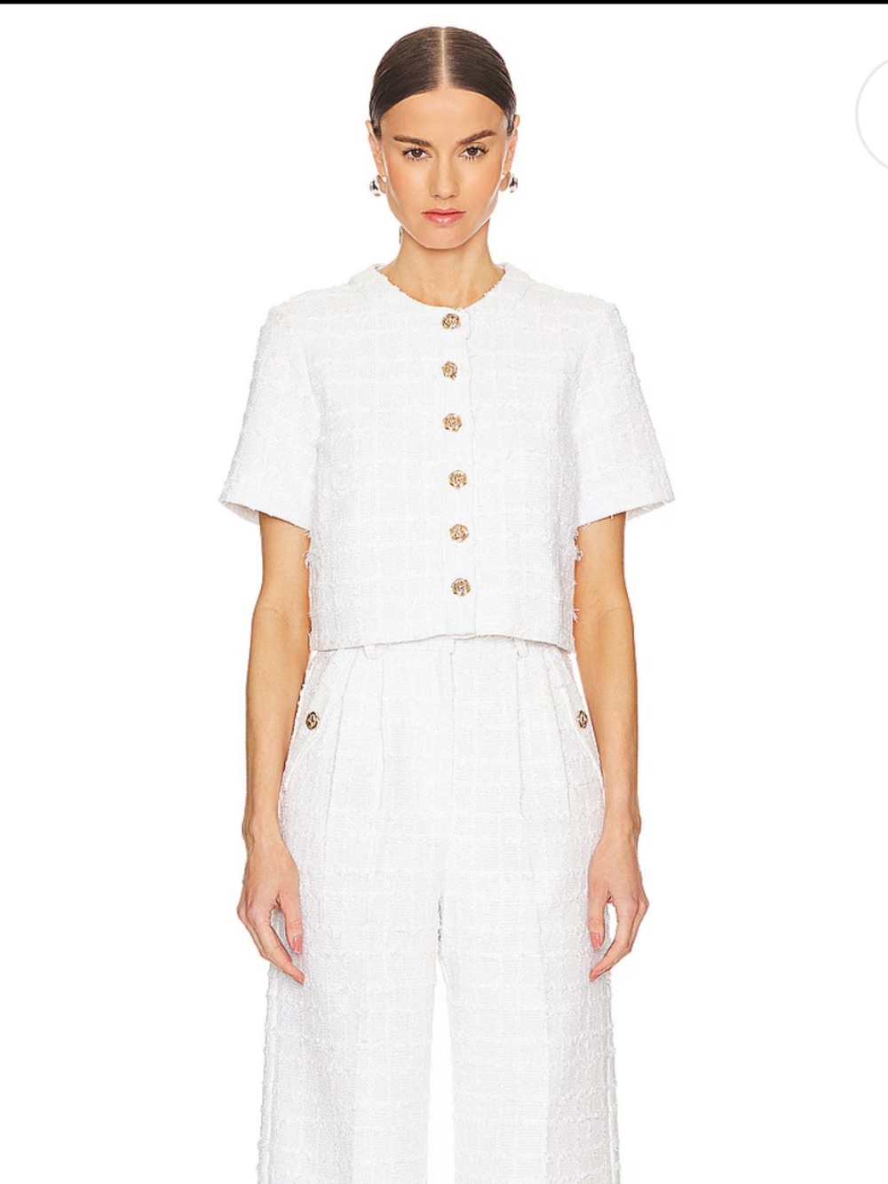 Amanda Uprichard Roswell Top in Kerrigan White Tweed - Picture 3 of 6